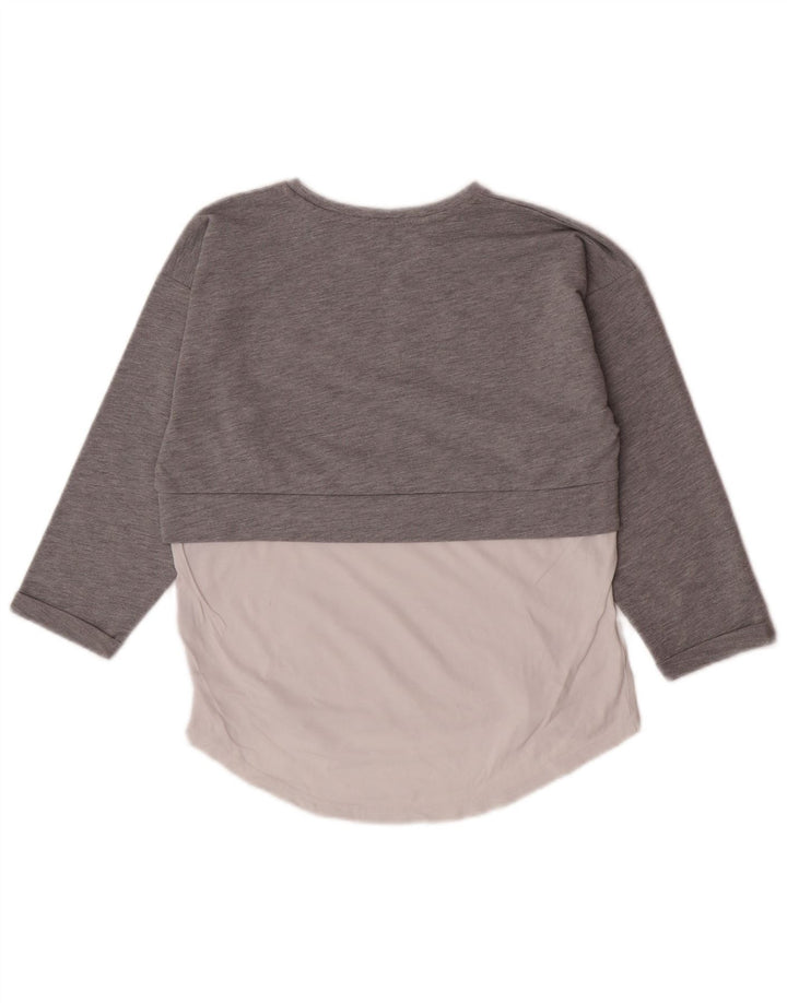 Guess Top grafico da donna manica 3/4 UK 10 Small Grigio