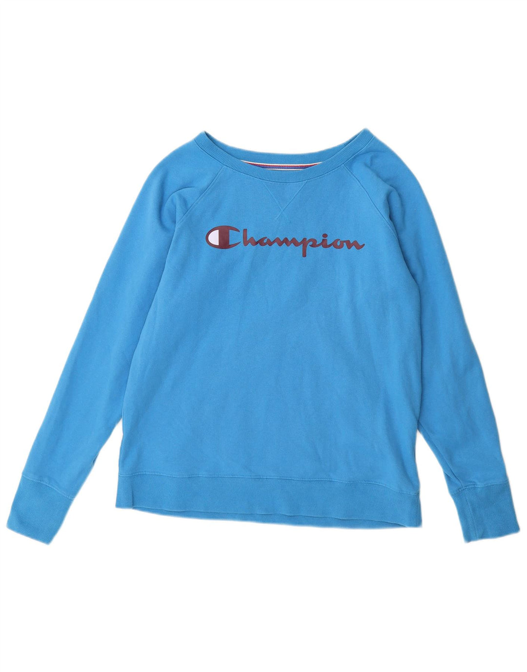 Felpa grafica da donna CHAMPION, maglione UK 16, grande cotone blu