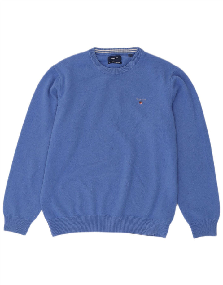 GANT Maglione da uomo girocollo maglione grande lana blu