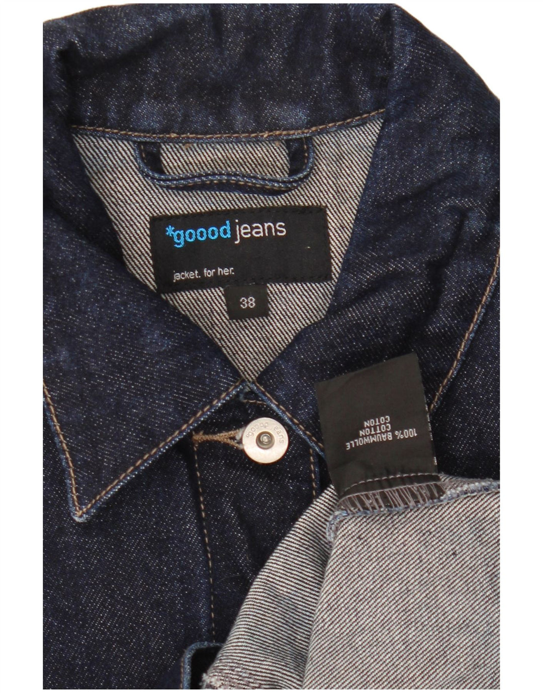 Giacca di jeans da donna VINTAGE EU 38 cotone medio blu navy
