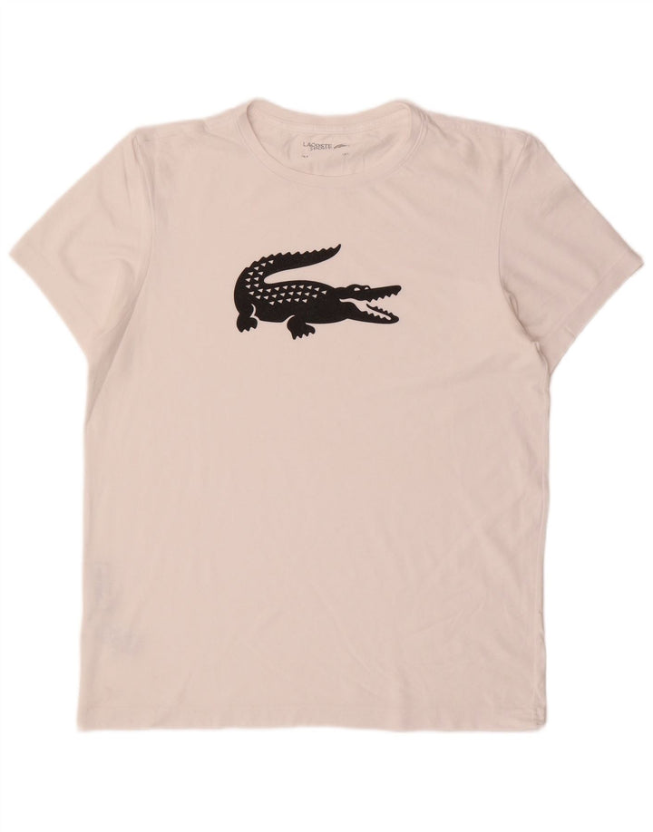 T-shirt grafica da uomo LACOSTE taglia 5 grande in cotone bianco