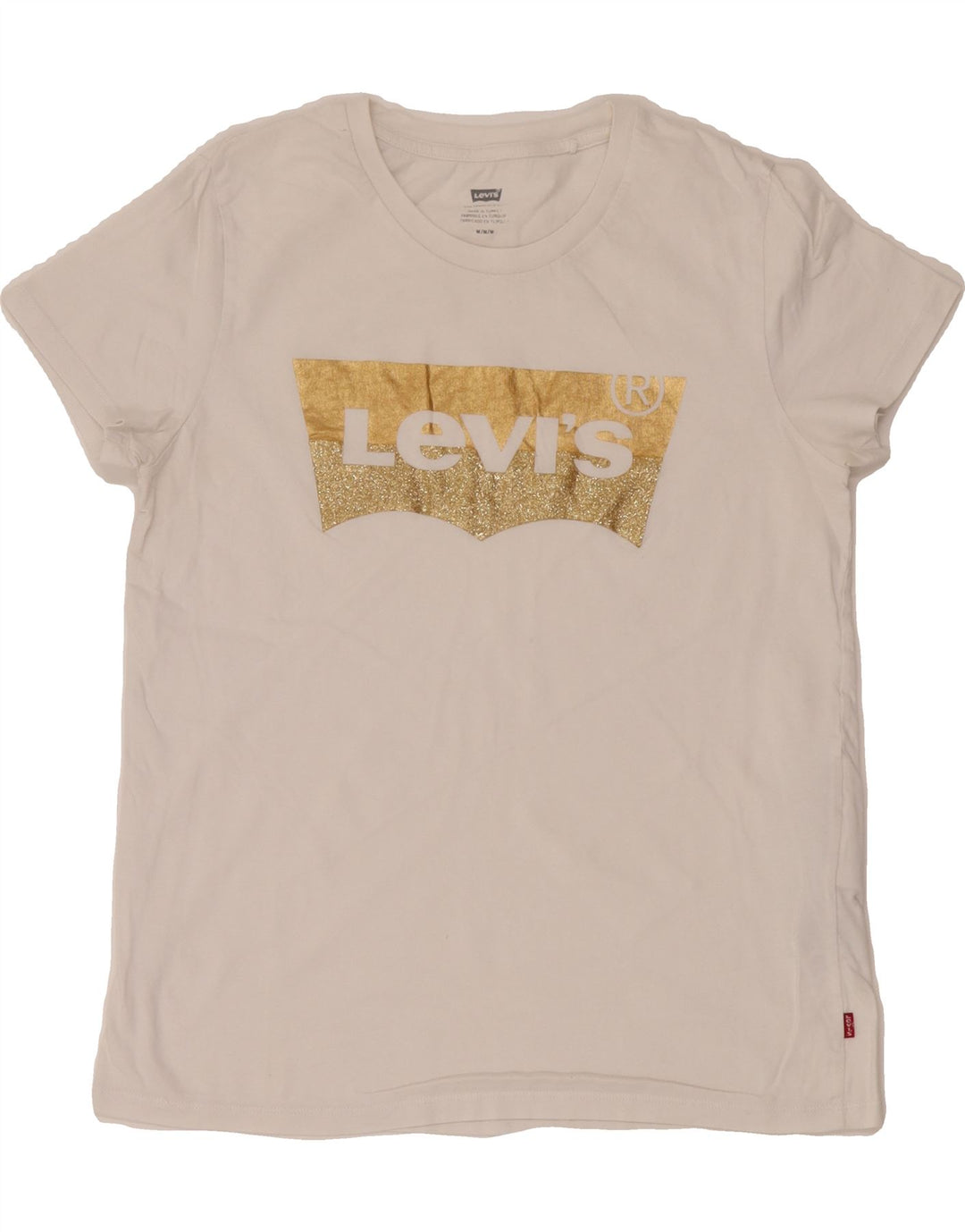 LEVI'S Womens Graphic T-Shirt Top UK 14 Medium White Cotton Vintage Levi's and Second-Hand Levi's from Messina Hembry 