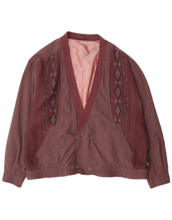 Giubbotto bomber doppiopetto vintage da uomo IT 54 2XL viola geometrico