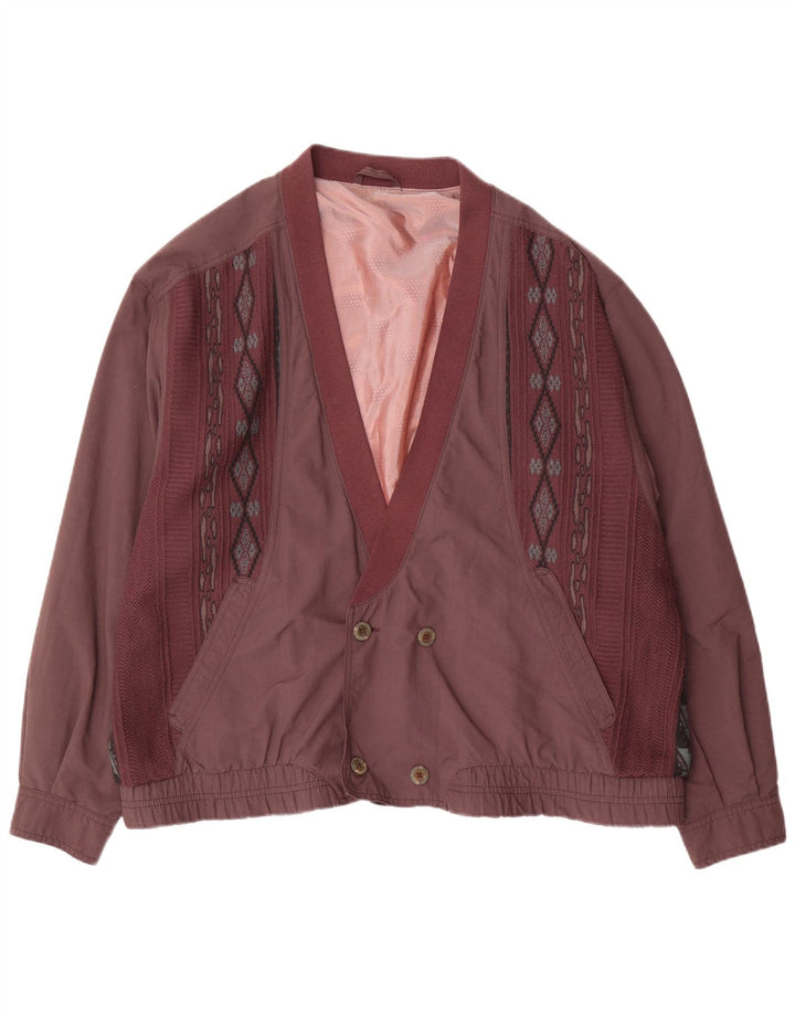 Giubbotto bomber doppiopetto vintage da uomo IT 54 2XL viola geometrico