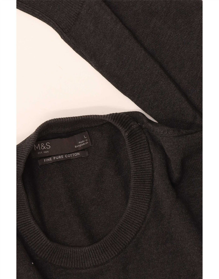 Maglione maglione girocollo da uomo Marks & Spencer grande cotone grigio
