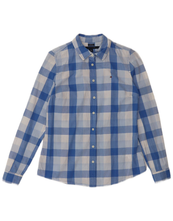 Camicia da donna Tommy Hilfiger vestibilità classica UK 6 XS blu cotone a quadri classico