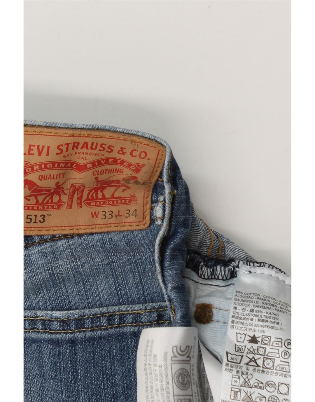 Levi's Uomo 513 Slim Jeans dritti W33 L30 Cotone Blu