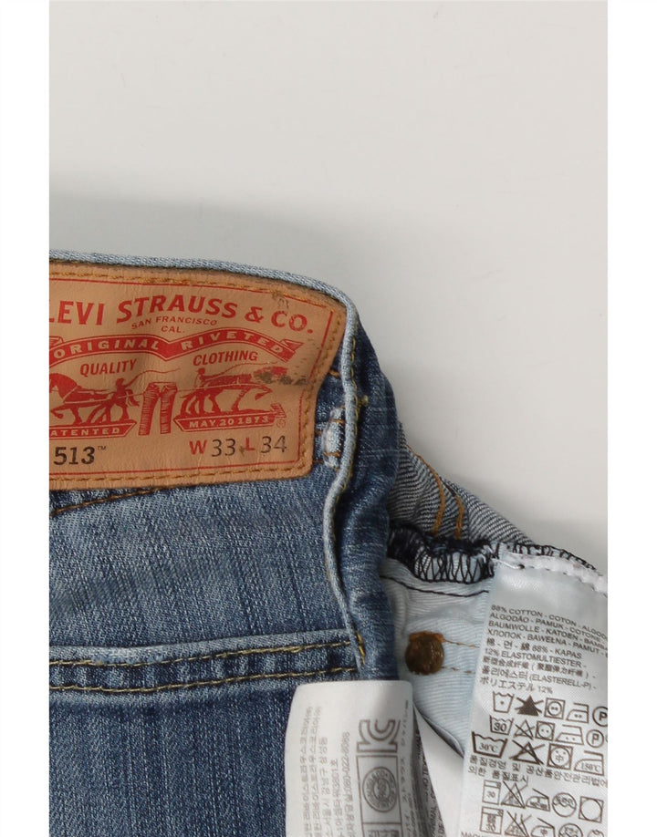 Levi's Uomo 513 Slim Jeans dritti W33 L30 Cotone Blu