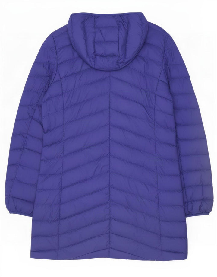 Cappotto imbottito con cappuccio da donna Marks & Spencer UK 12 blu medio in poliammide