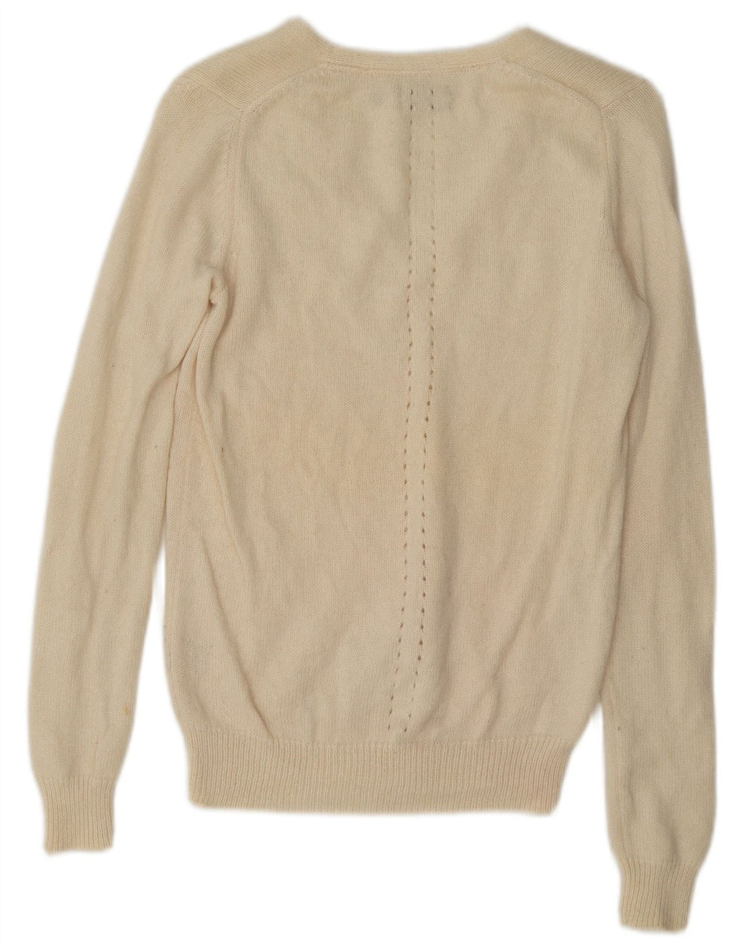 Massimo Dutti Maglione da donna con scollo a V UK 14 Cashmere bianco sporco medio