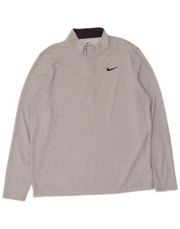 Nike Uomo Dri Fit Standard Zip Neck Pullover Tuta Top Large Grigia
