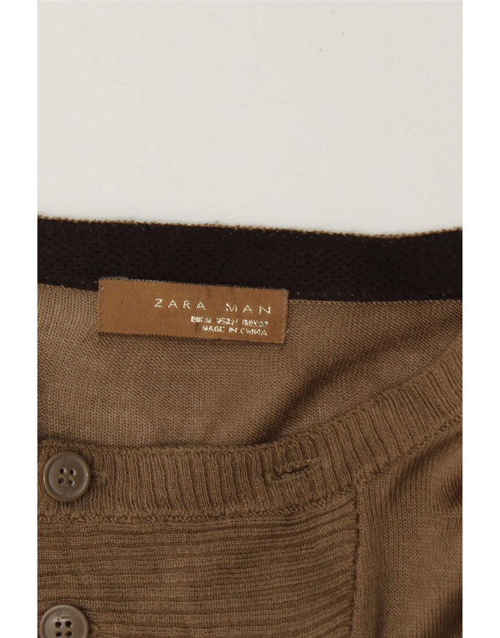 Maglione Zara da uomo con scollo a barca marrone medio