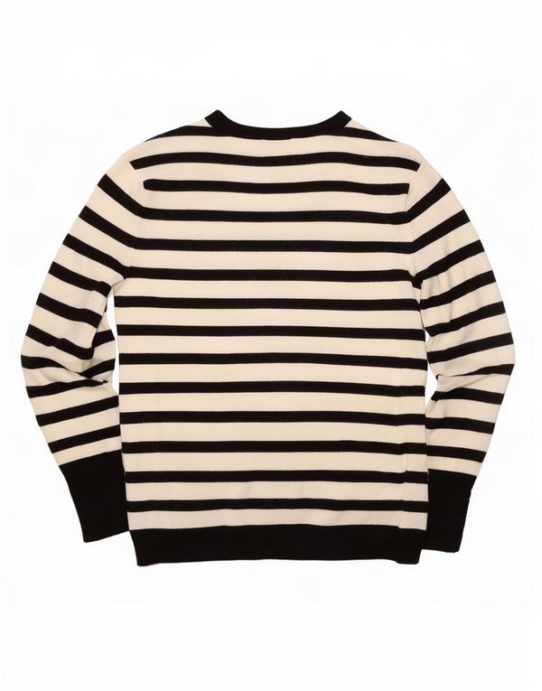 Maglione maglione girocollo da donna Zara UK 14 a righe bianche grandi