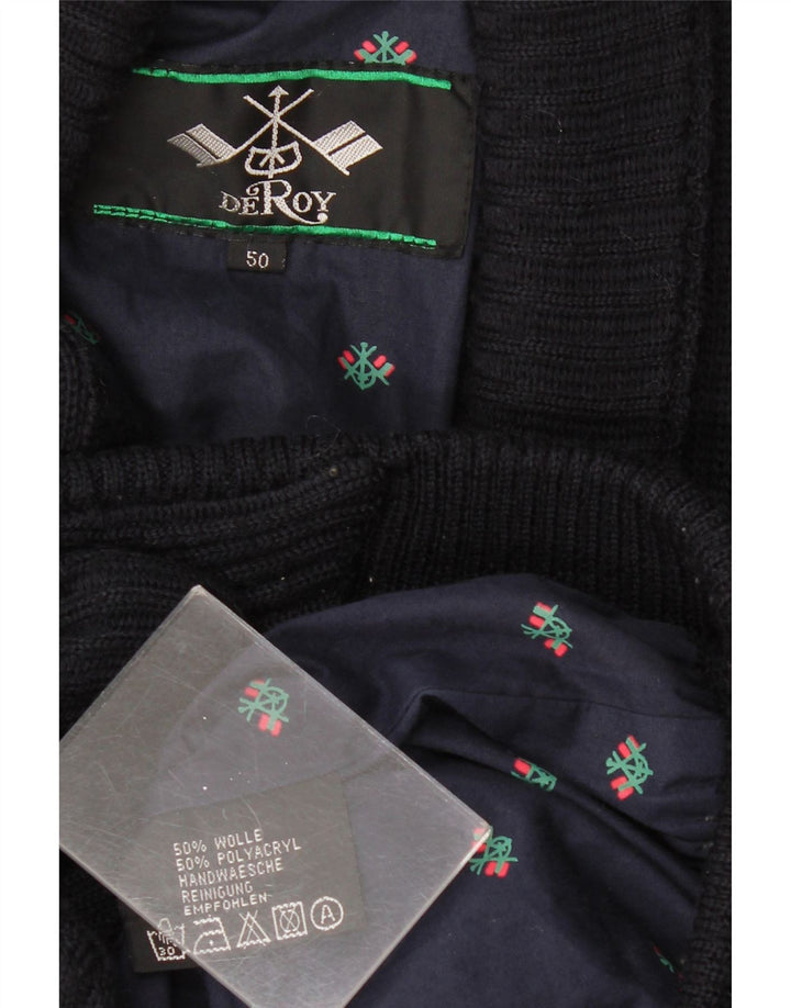 Maglione cardigan da uomo VINTAGE IT 50 medio in lana blu navy