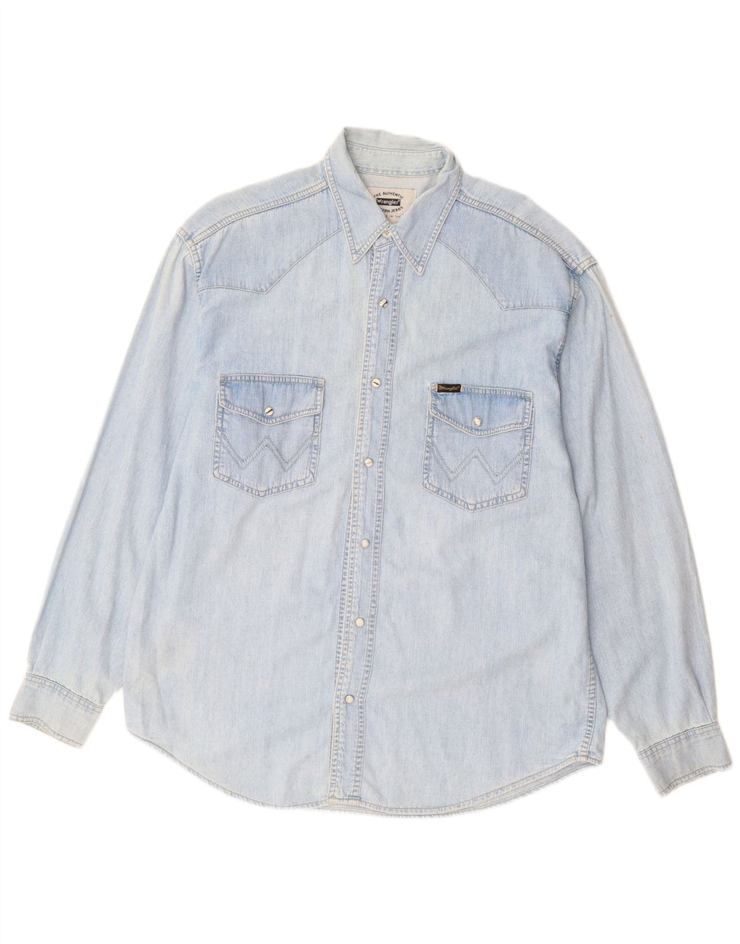 Camicia di jeans western da uomo Wrangler di grandi dimensioni in cotone blu