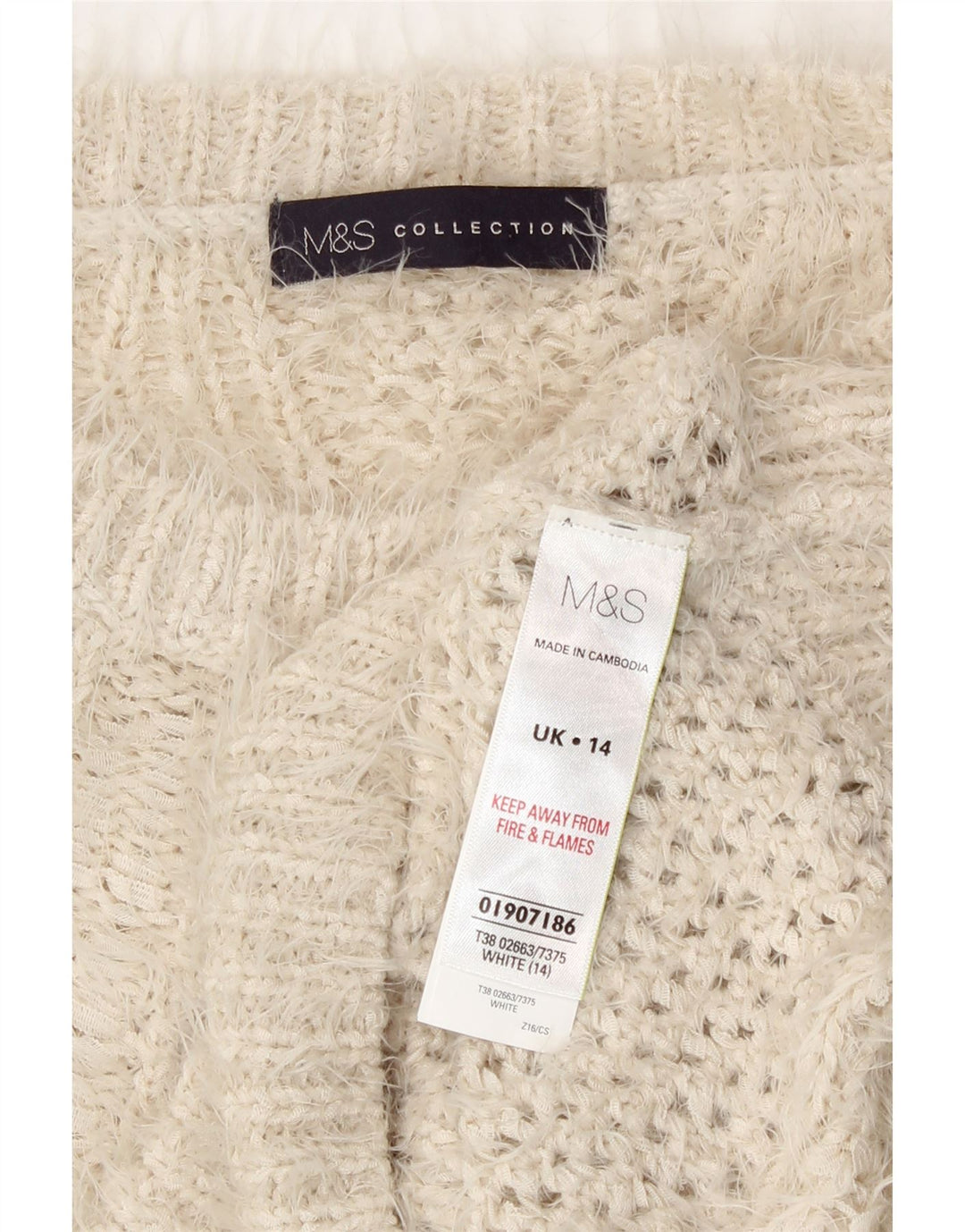 Maglione maglione con scollo a barca da donna Marks & Spencer UK 14 grande bianco sporco