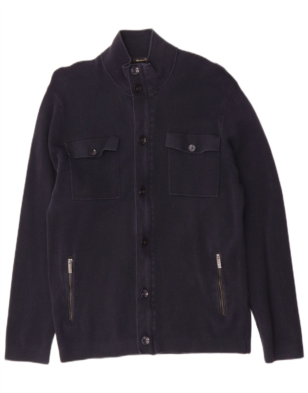Maglione cardigan da uomo Massimo Dutti in cotone blu navy medio