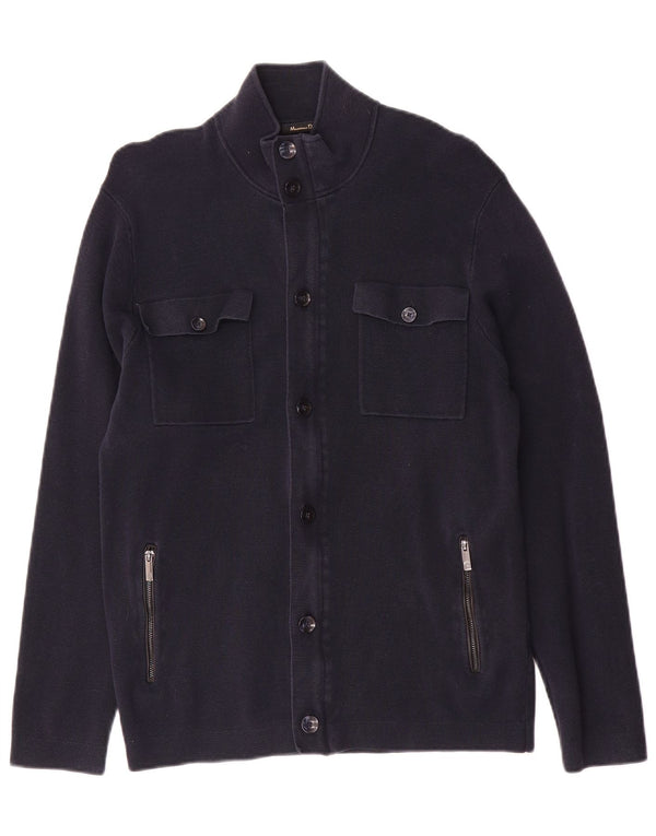 Maglione cardigan da uomo Massimo Dutti in cotone blu navy medio