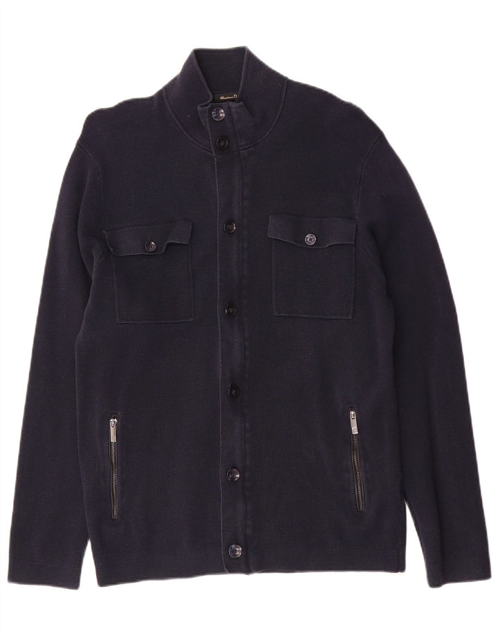 Maglione cardigan da uomo Massimo Dutti in cotone blu navy medio