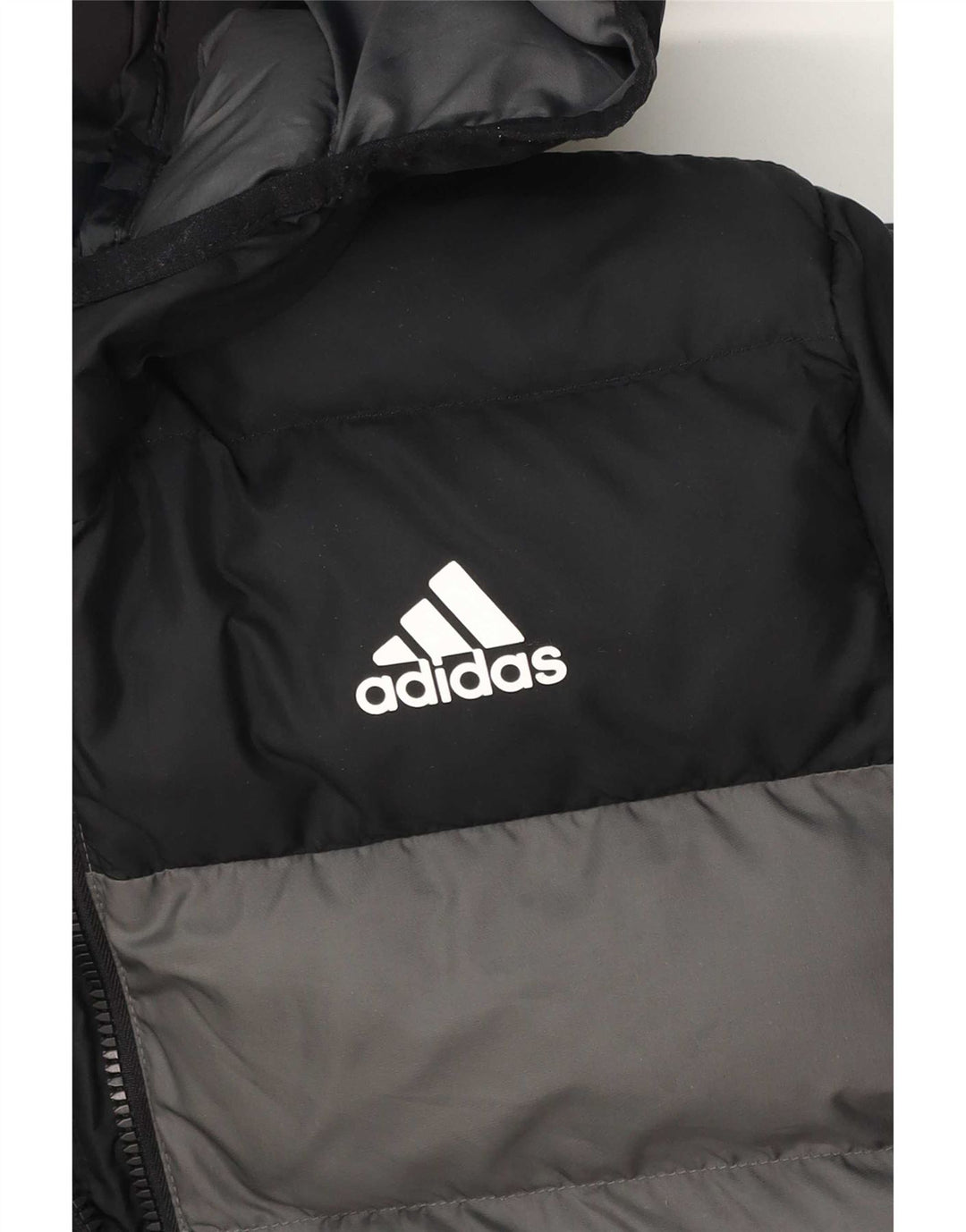 Giacca imbottita con cappuccio Adidas da bambino 13-14 anni Colorblock grigio