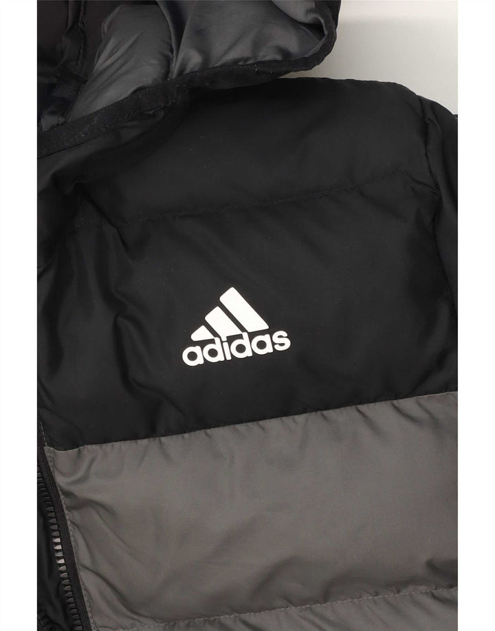 Giacca imbottita con cappuccio Adidas da bambino 13-14 anni Colorblock grigio