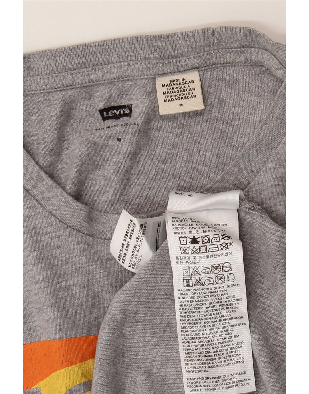 T-shirt grafica da uomo LEVI'S Top in cotone screziato grigio medio