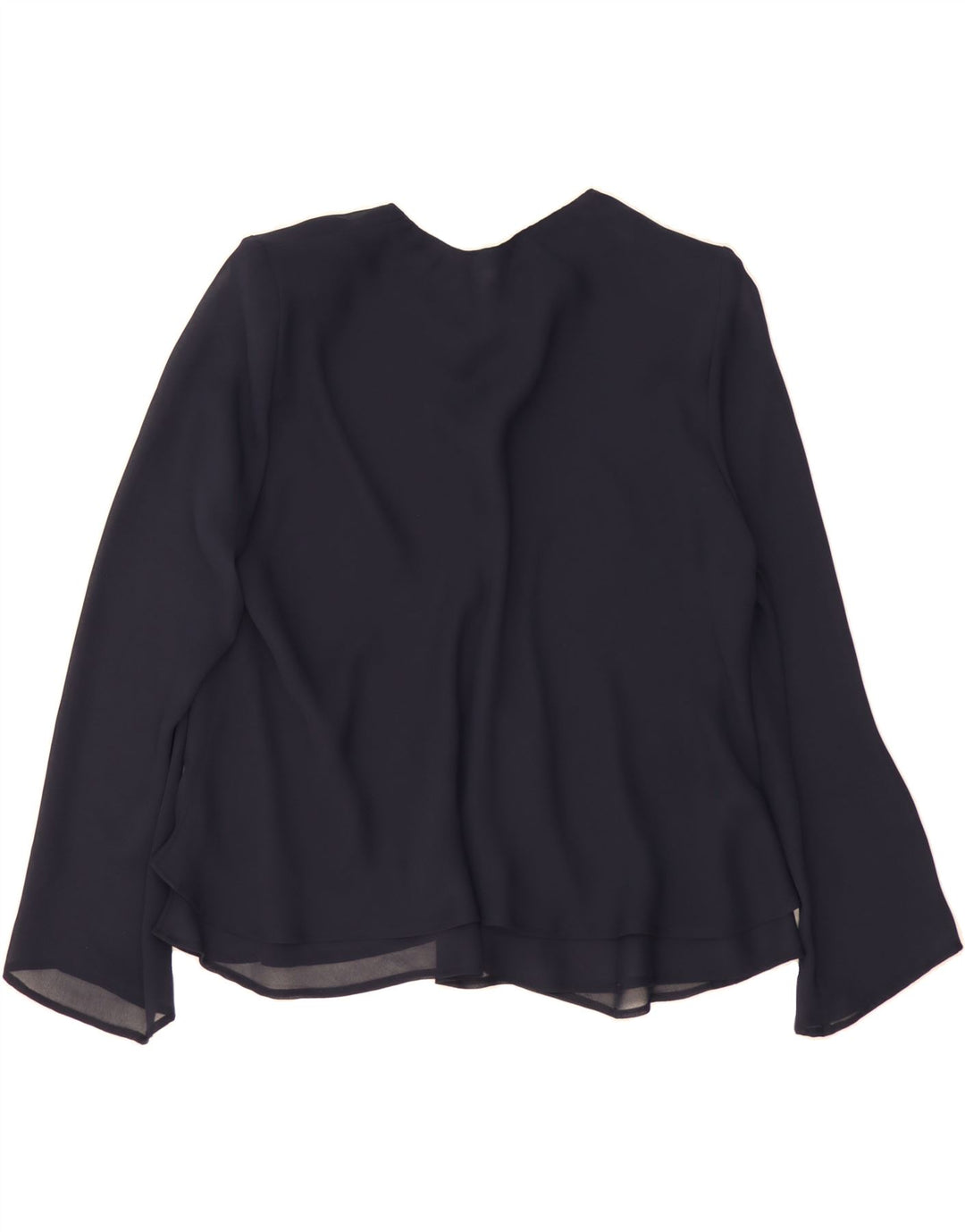 VINTAGE Womens Front Tie Blouse Top UK 20 2XL Navy Blue Polyester Vintage Vintage and Second-Hand Vintage from Messina Hembry 