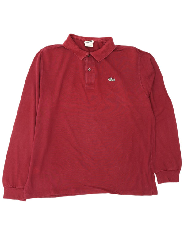 Polo da uomo a maniche lunghe Lacoste taglia 6 XL in cotone bordeaux
