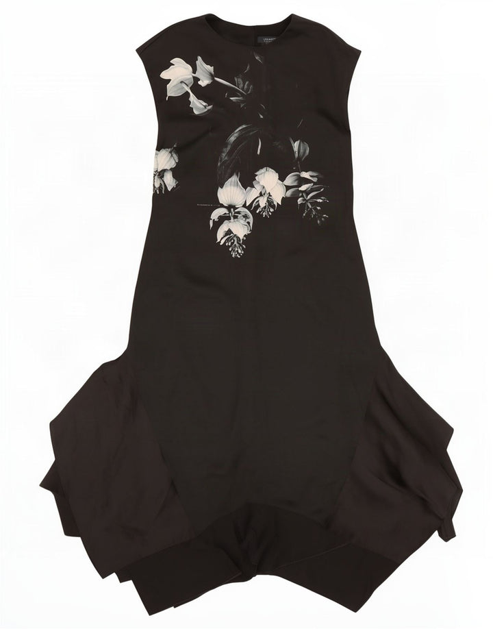 Abito maxi asimmetrico da donna All Saints UK 12 medio nero floreale