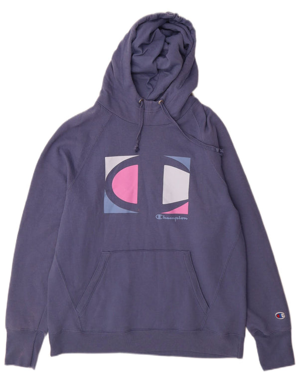 Felpa con cappuccio grafica da donna Champion UK 16 grande cotone blu