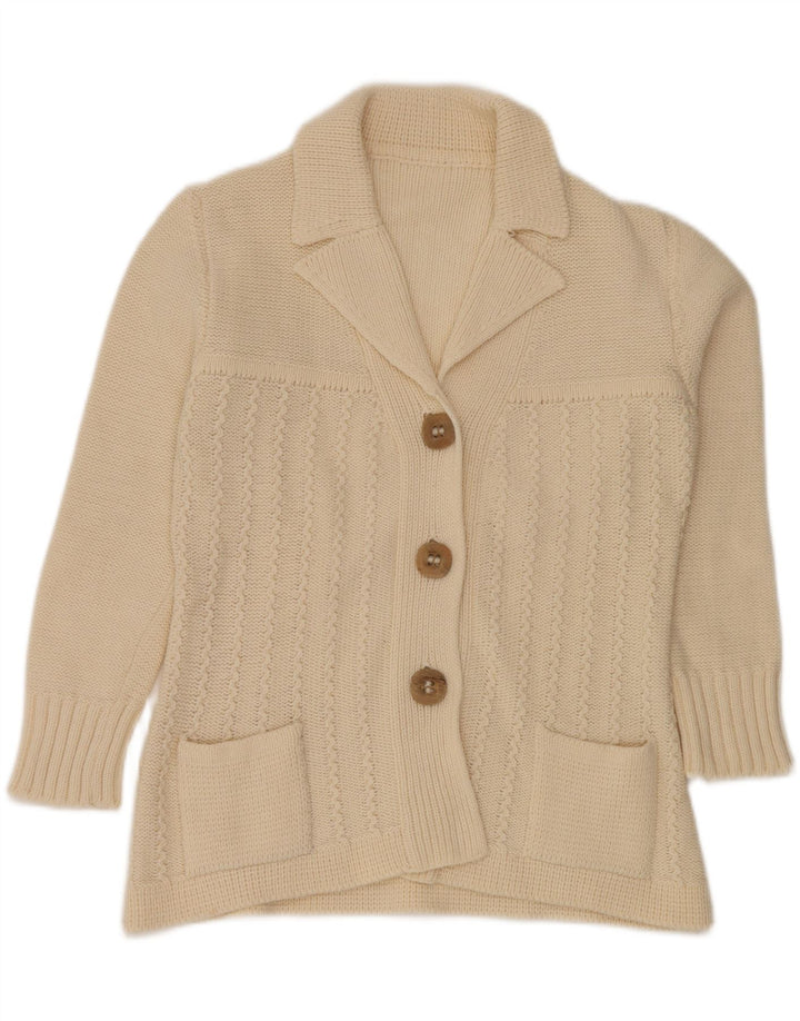 VINTAGE Womens Cardigan Sweater UK 14 Medium Beige