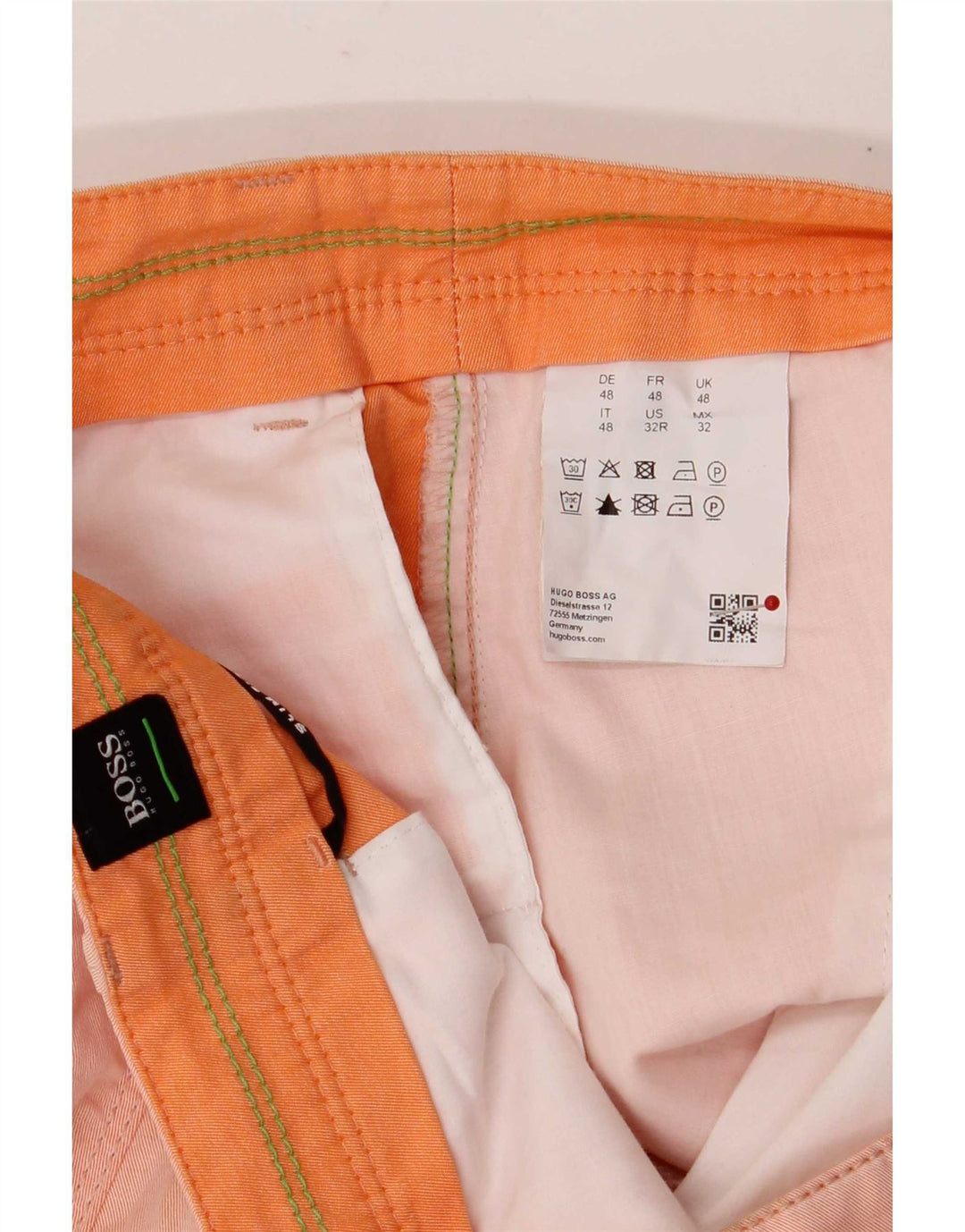 Pantaloncini chino da uomo Hugo Boss IT 48 medio W32 cotone arancione