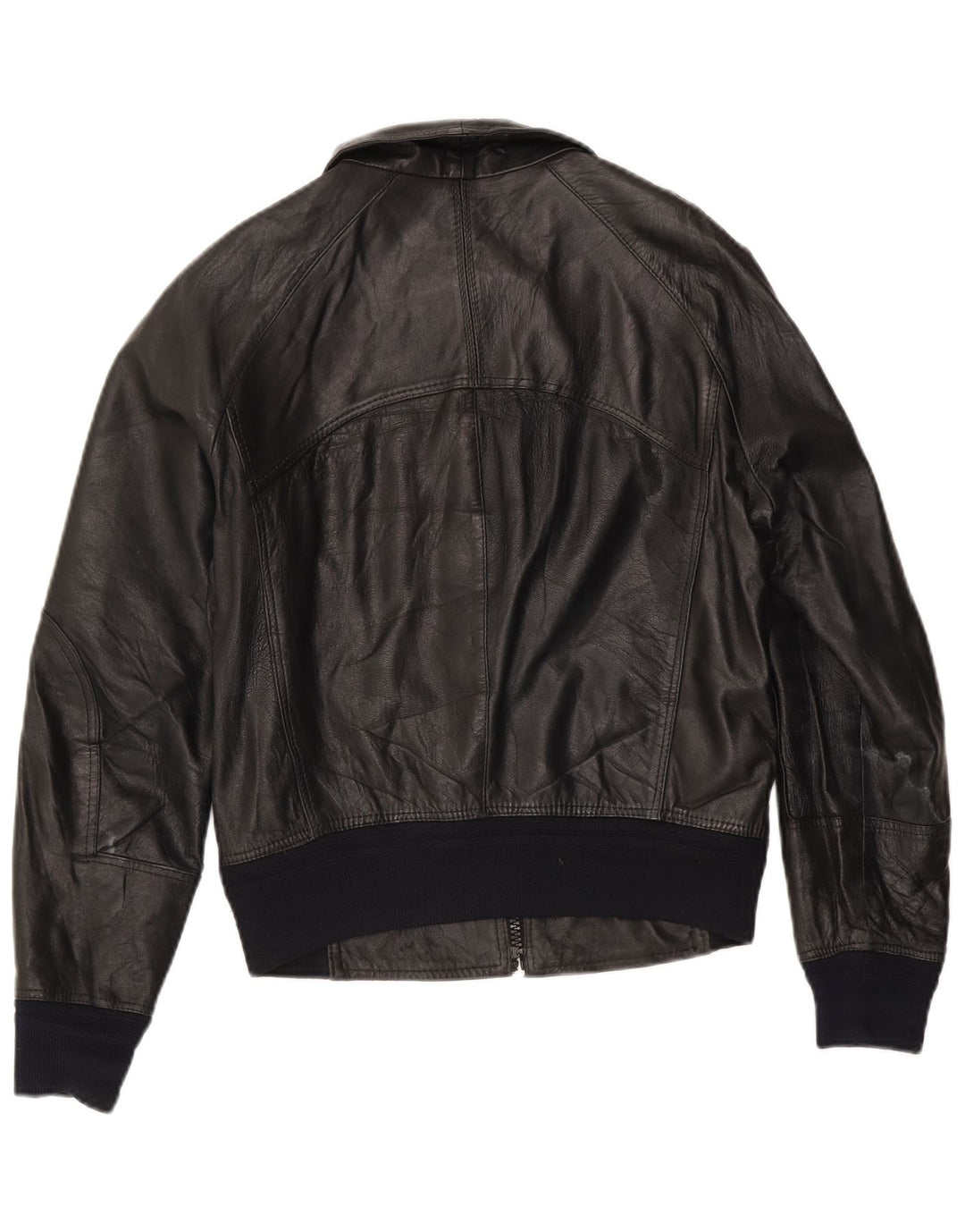 Giacca bomber da donna vintage in pelle IT 50 XL in pelle nera