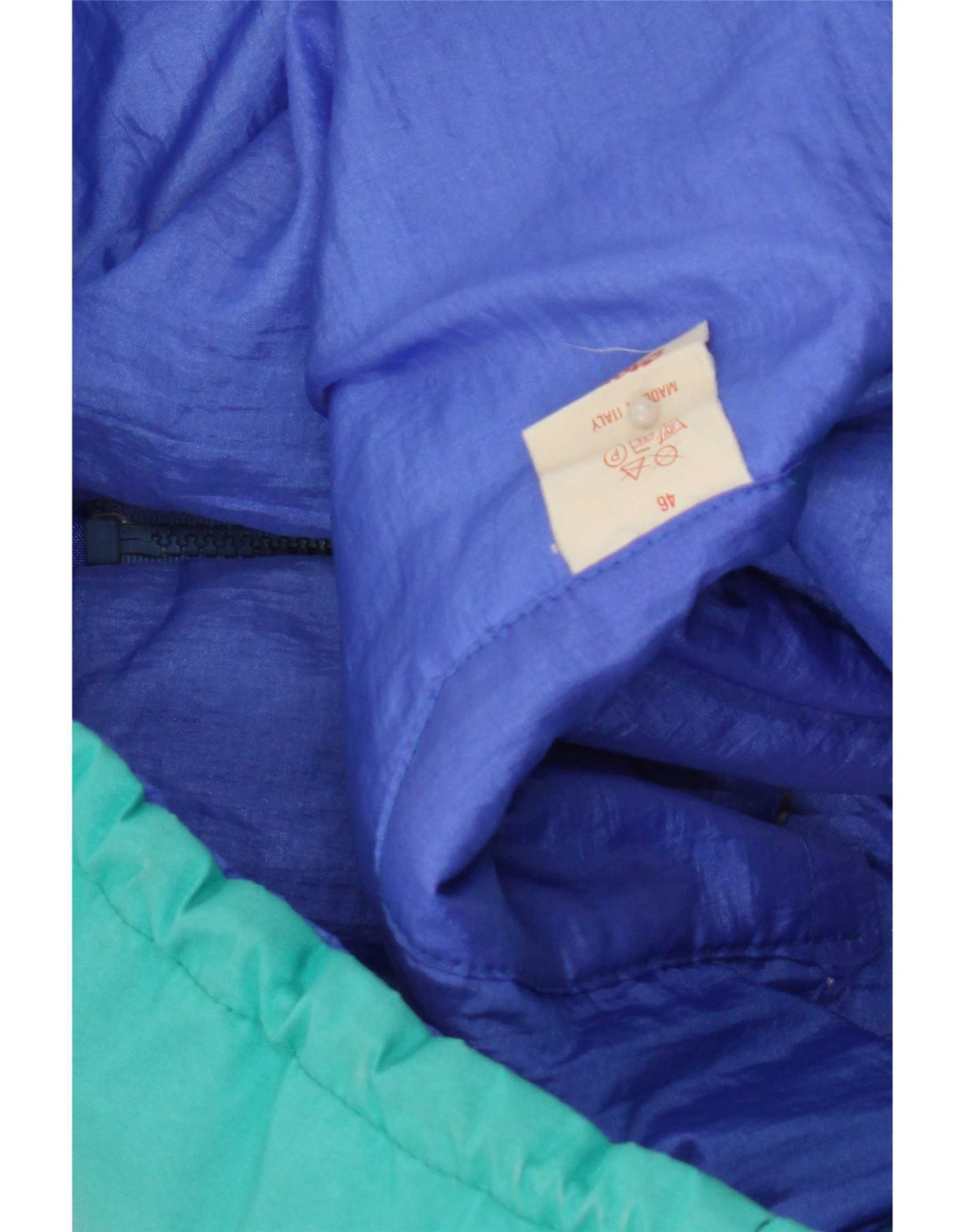 Giacca da sci oversize con cappuccio vintage da uomo IT 46 Small Green Colourblock