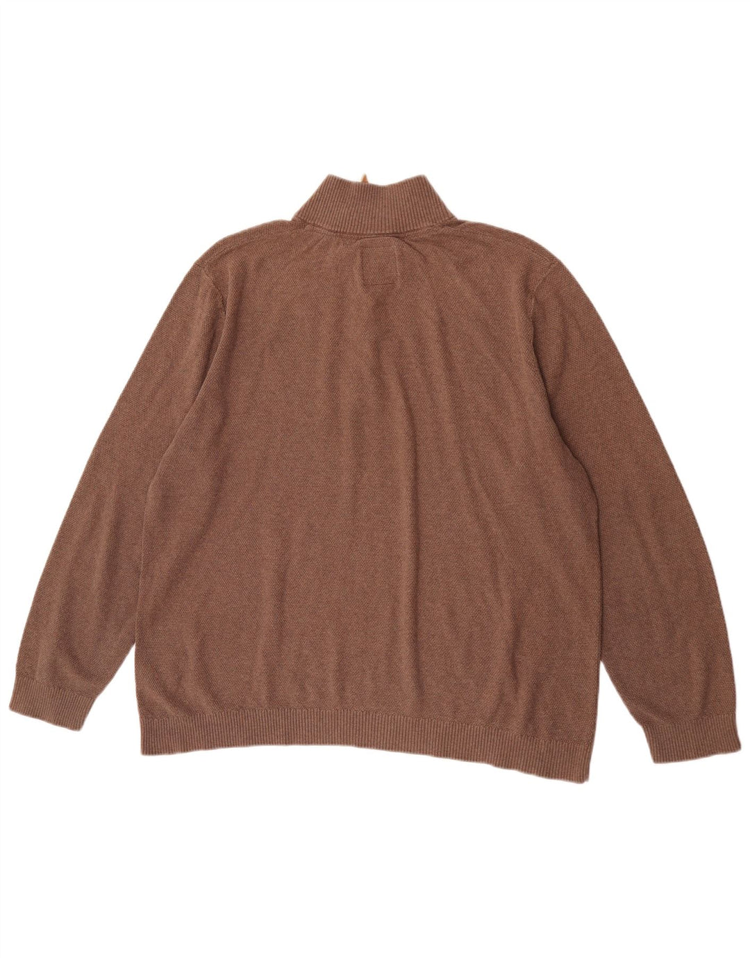 Maglione da uomo con collo e zip Fat Face 2XL in cotone marrone
