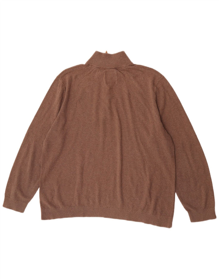 Maglione da uomo con collo e zip Fat Face 2XL in cotone marrone