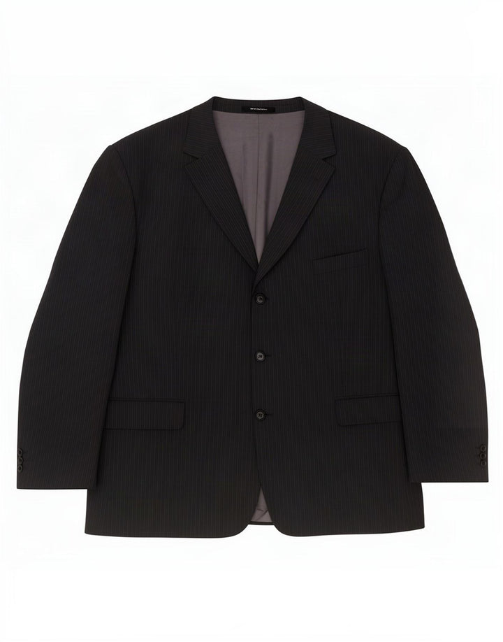 Giacca blazer corta a 3 bottoni Marks & Spencer da uomo UK 48 2XL Gessato nero