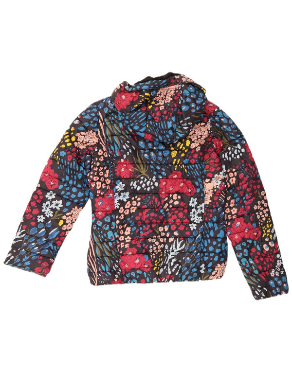 Giacca imbottita con cappuccio da donna Adidas UK 12 nylon floreale multicolore medio