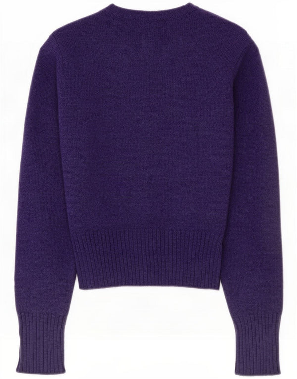 Benetton Maglione da donna corto con scollo a barca con grafica UK 10 piccolo viola