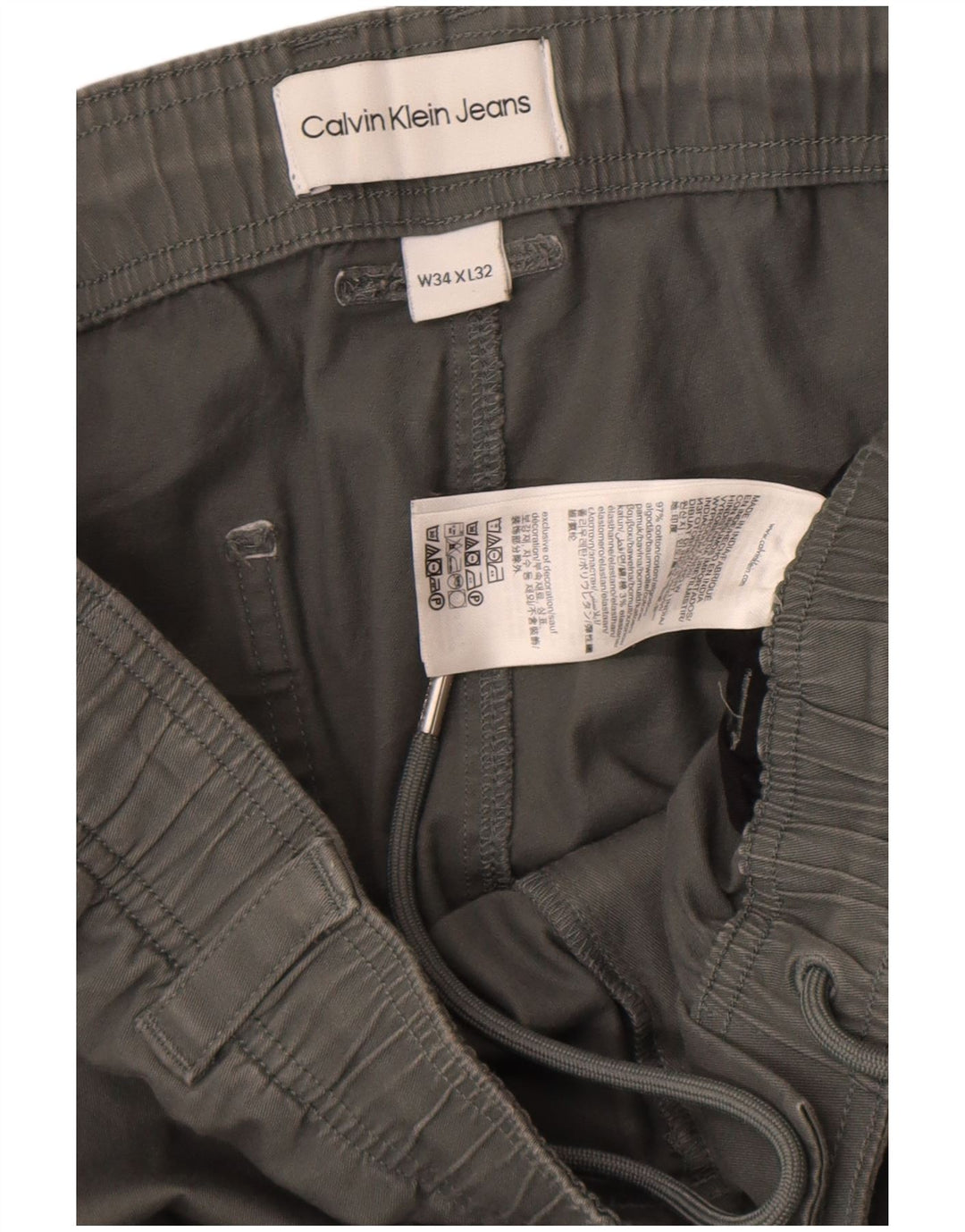 Pantaloni cargo pegged da uomo Calvin Klein W34 L32 in cotone grigio