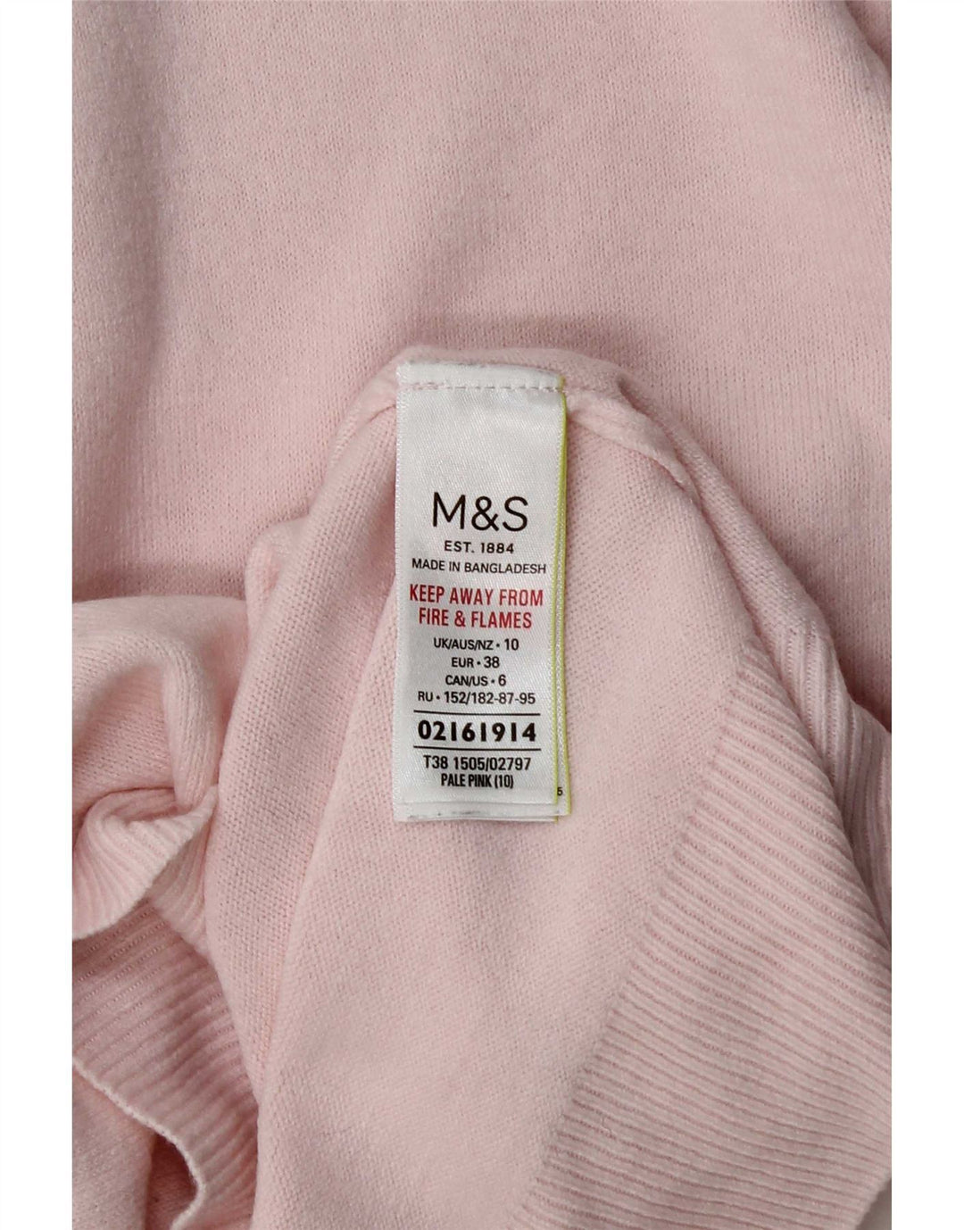 Maglione maglione a collo alto da donna Marks & Spencer UK 10 piccolo acrilico rosa