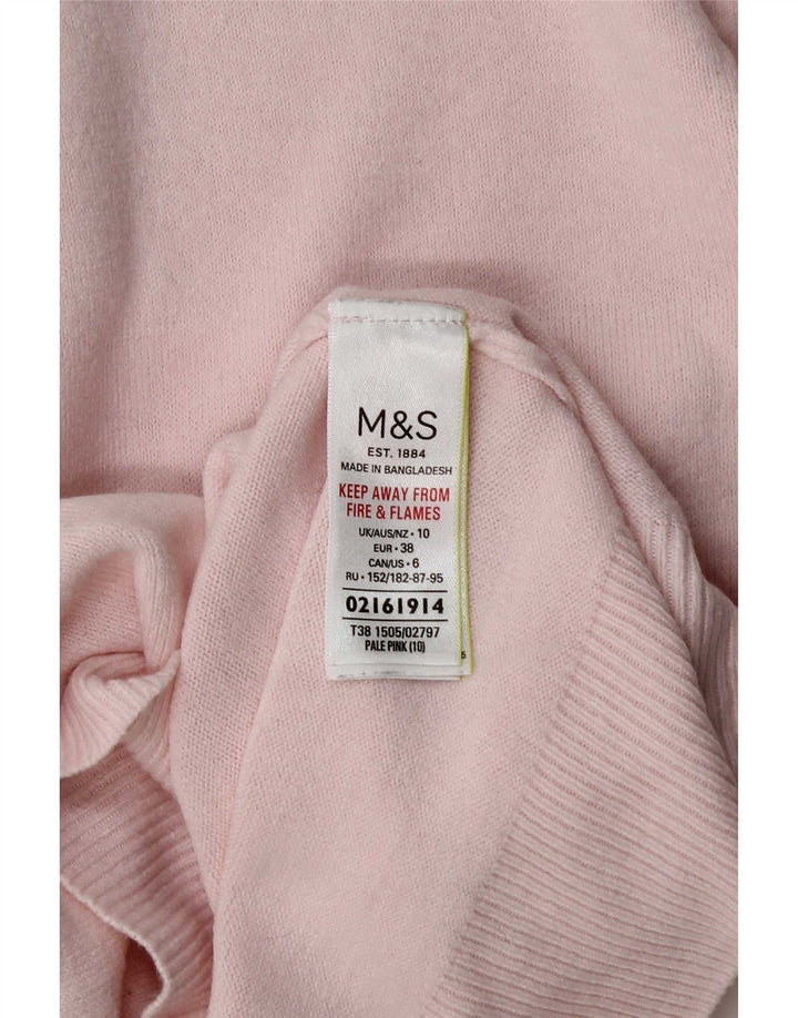 Maglione maglione a collo alto da donna Marks & Spencer UK 10 piccolo acrilico rosa