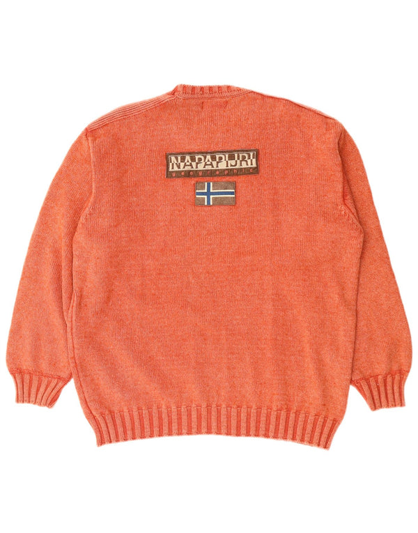 NAPAPIJRI Maglione girocollo con grafica da uomo XL in lana merino marrone