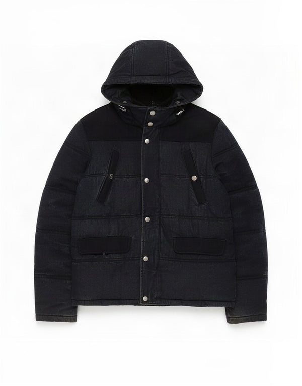 Giacca imbottita con cappuccio da uomo Zara UK 40 grande blu navy