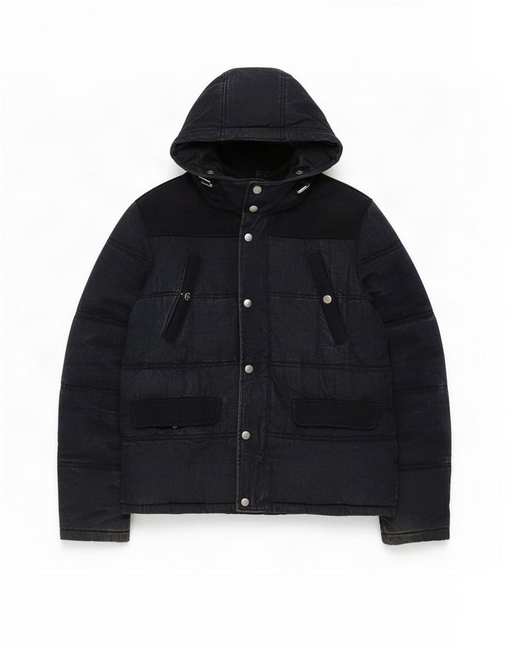 Giacca imbottita con cappuccio da uomo Zara UK 40 grande blu navy