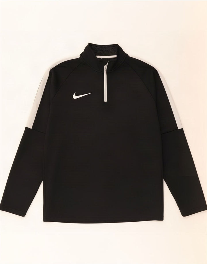Top della tuta da ginnastica Nike Dri Fit con collo e zip da uomo, piccolo, color block nero