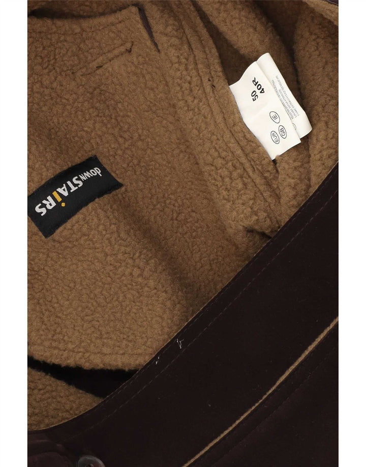 Giacca Sherpa da uomo vintage UK 40 grande poliestere marrone