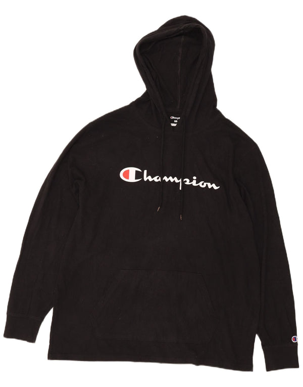 Maglione con cappuccio grafico da uomo Champion grande in cotone nero