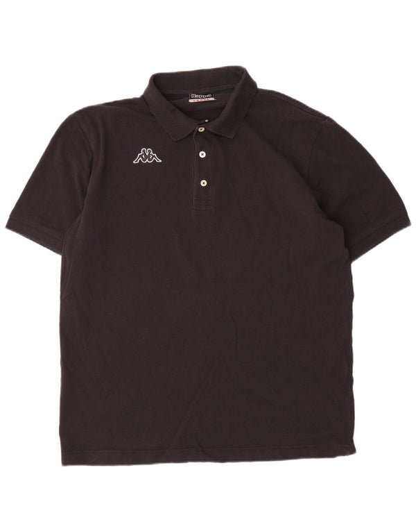 Polo Kappa Uomo Large Nera In Cotone