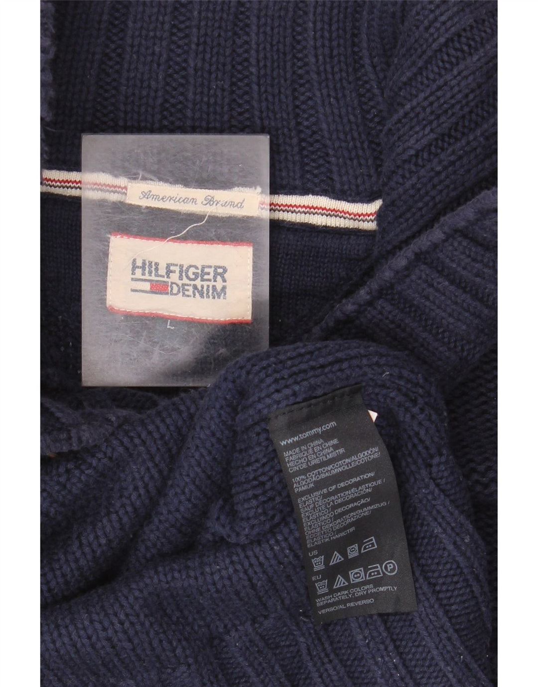 Maglione da uomo Tommy Hilfiger con bottoni e collo grande in cotone blu navy